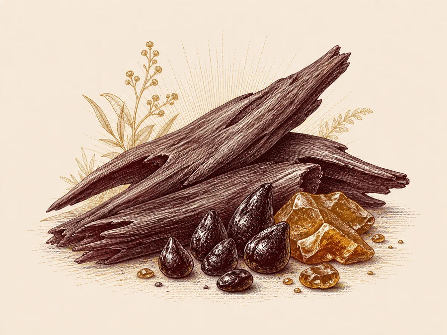 Ariyani wood, oud resin, amber